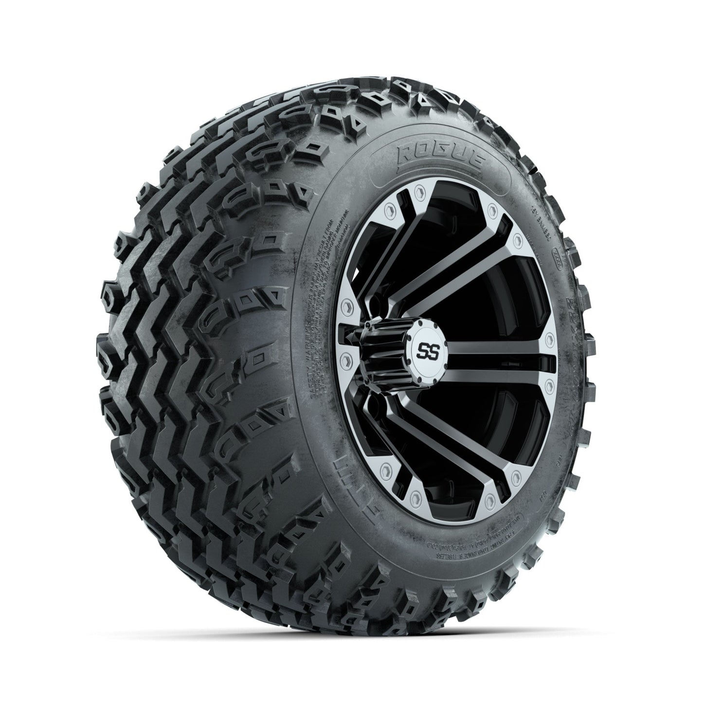 GTW Specter Machined/Black 12 in Wheels with 22x11.00-12 Rogue All Terrain Tires Full Set