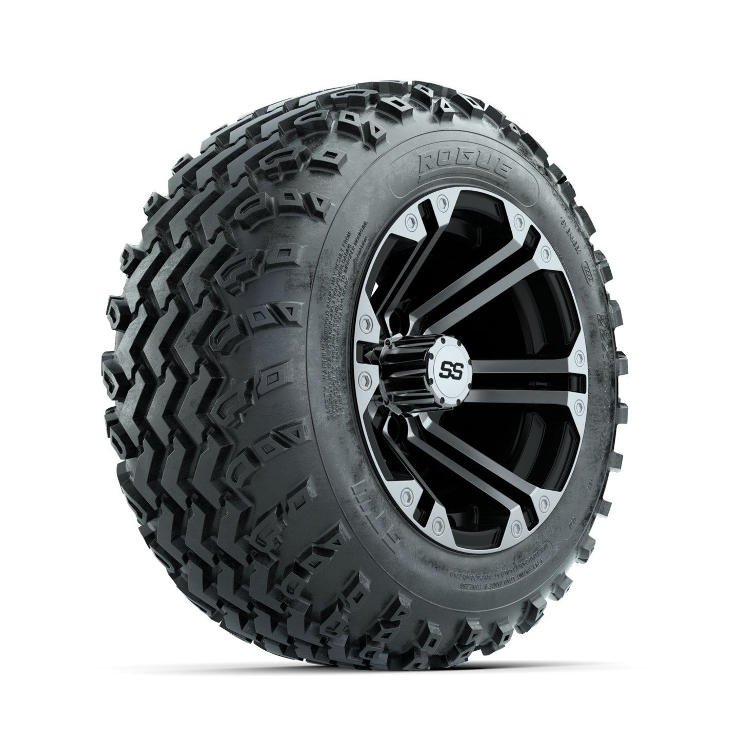 GTW Specter Machined/Black 12 in Wheels with 22x11.00-12 Rogue All Terrain Tires Full Set