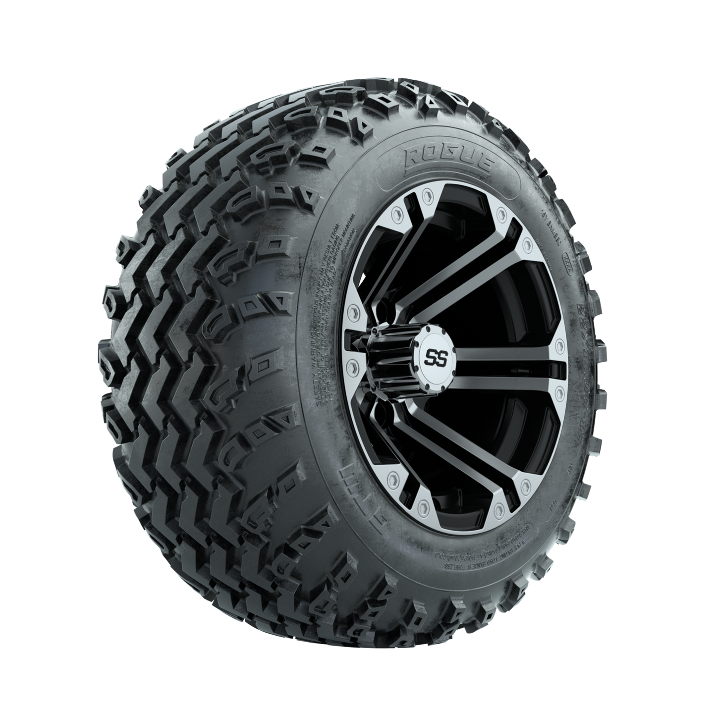 GTW Specter Machined/Black 12 in Wheels with 22x11.00-12 Rogue All Terrain Tires Full Set