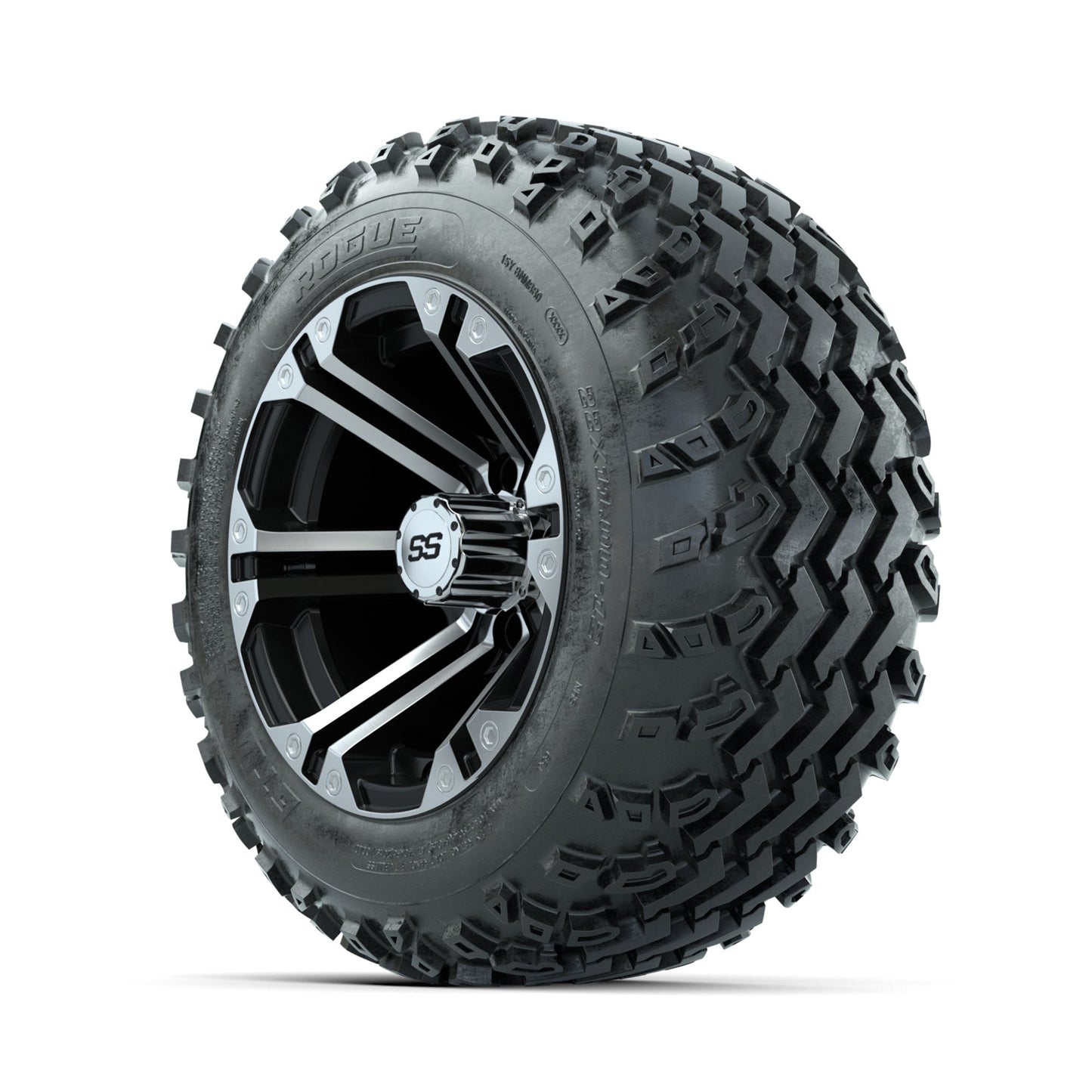 GTW Specter Machined/Black 12 in Wheels with 22x11.00-12 Rogue All Terrain Tires Full Set