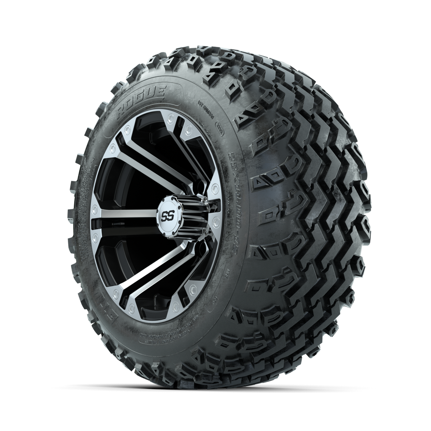 GTW Specter Machined/Black 12 in Wheels with 22x11.00-12 Rogue All Terrain Tires Full Set