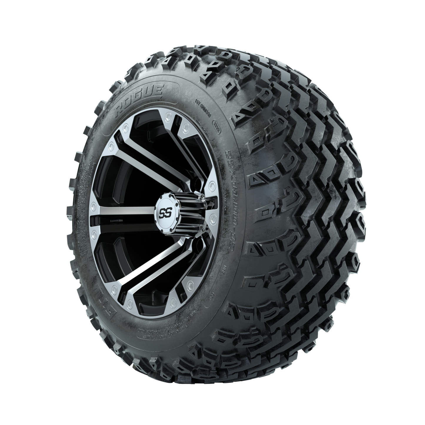 GTW Specter Machined/Black 12 in Wheels with 22x11.00-12 Rogue All Terrain Tires Full Set