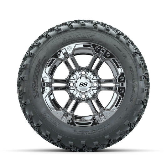 GTW Specter Chrome 12 in Wheels with 22x11.00-12 Rogue All Terrain Tires Full Set