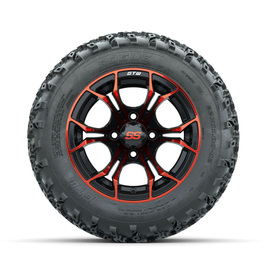 GTW Spyder Red/Black 12 in Wheels with 22x11.00-12 Rogue All Terrain Tires Full Set