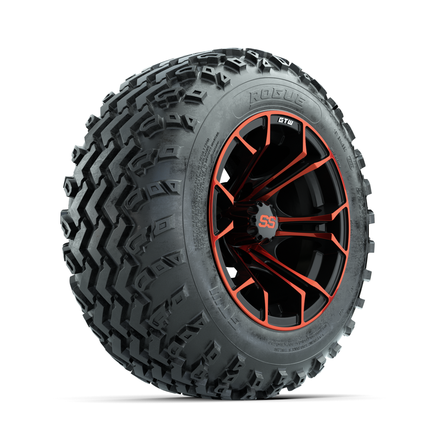 GTW Spyder Red/Black 12 in Wheels with 22x11.00-12 Rogue All Terrain Tires Full Set