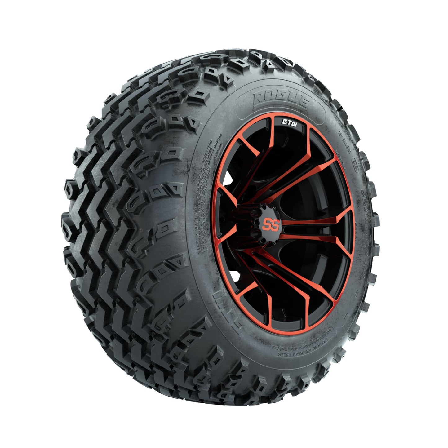GTW Spyder Red/Black 12 in Wheels with 22x11.00-12 Rogue All Terrain Tires Full Set