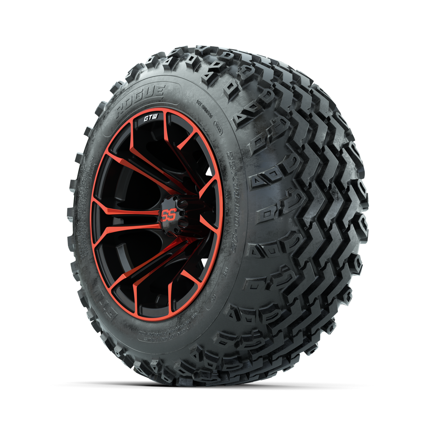GTW Spyder Red/Black 12 in Wheels with 22x11.00-12 Rogue All Terrain Tires Full Set