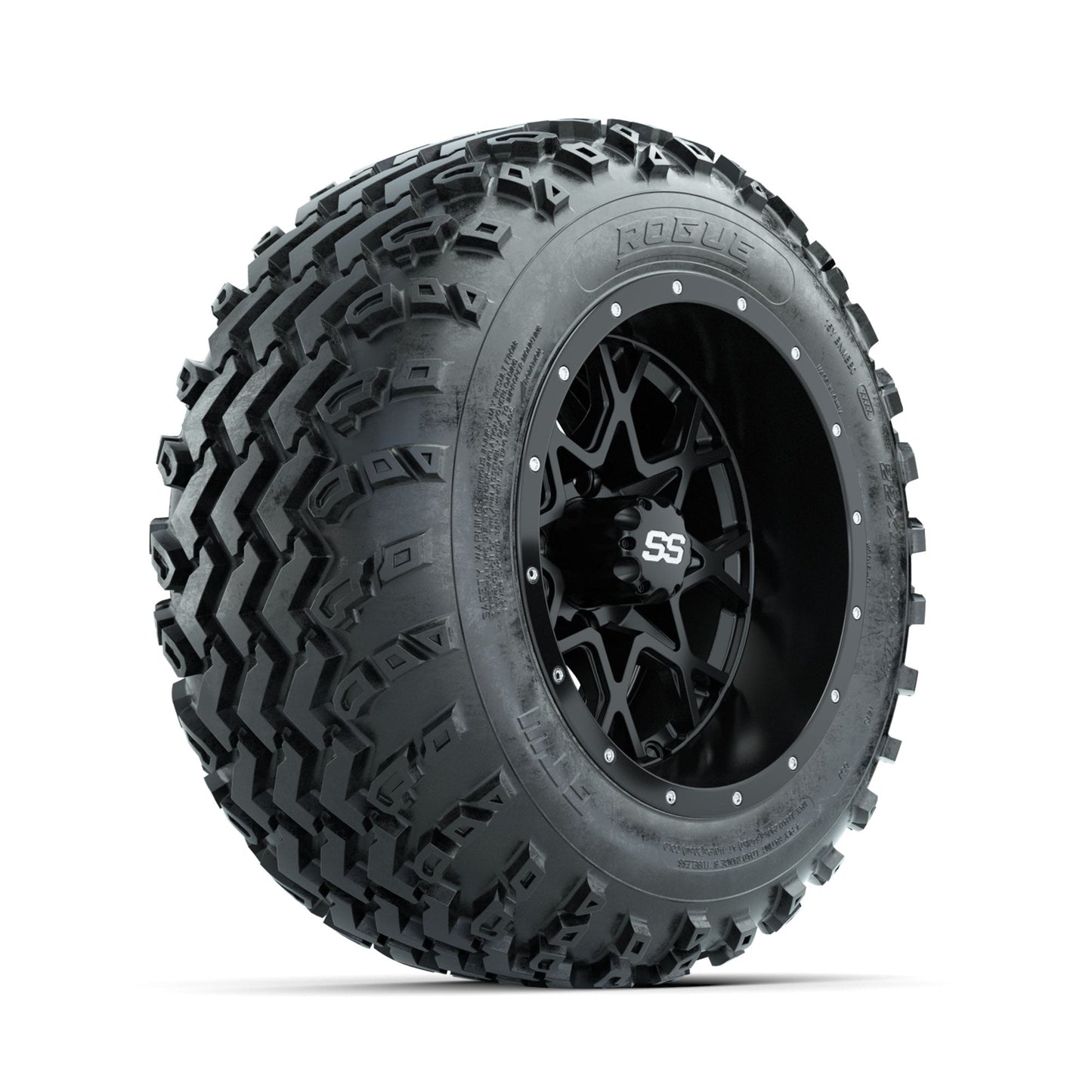 GTW Vortex Matte Black 12 in Wheels with 22x11.00-12 Rogue All Terrain Tires Full Set