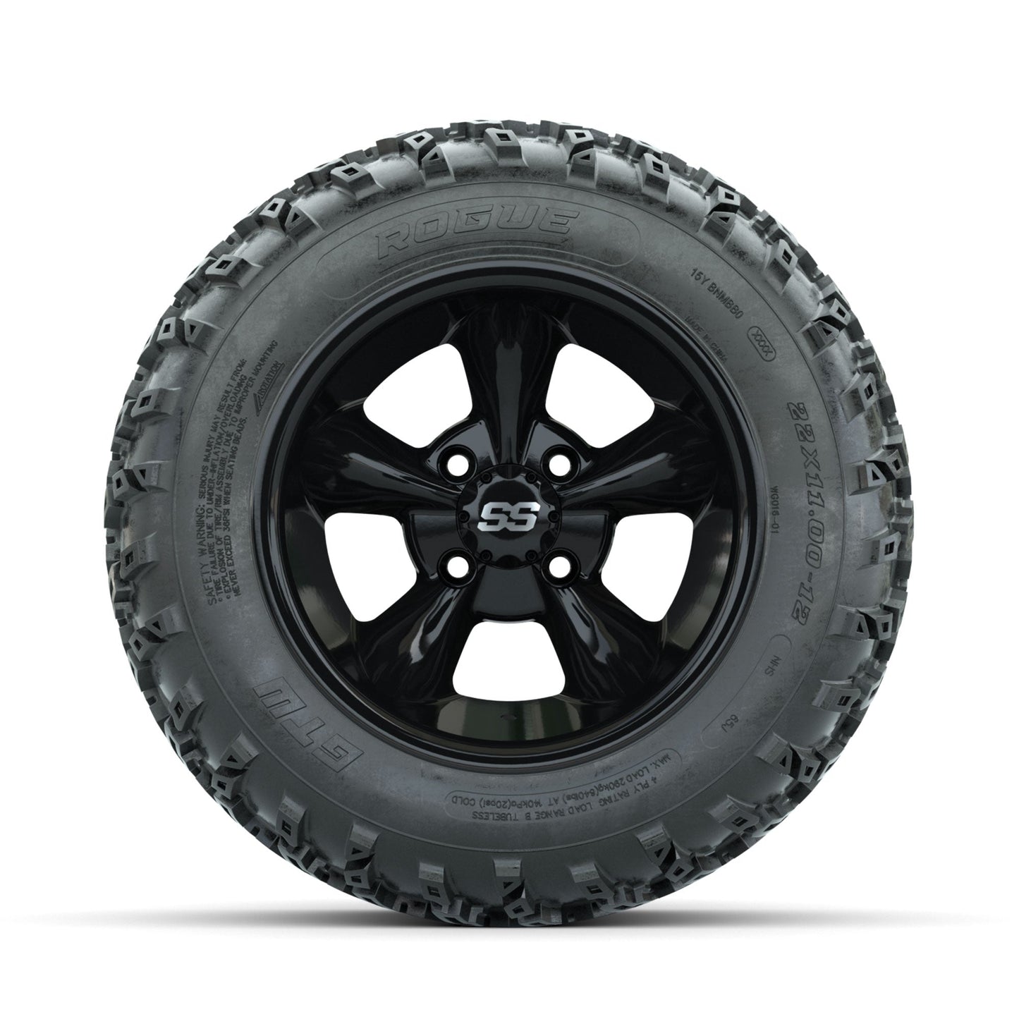 GTW Godfather Black 12 in Wheels with 22x11.00-12 Rogue All Terrain Tires Full Set