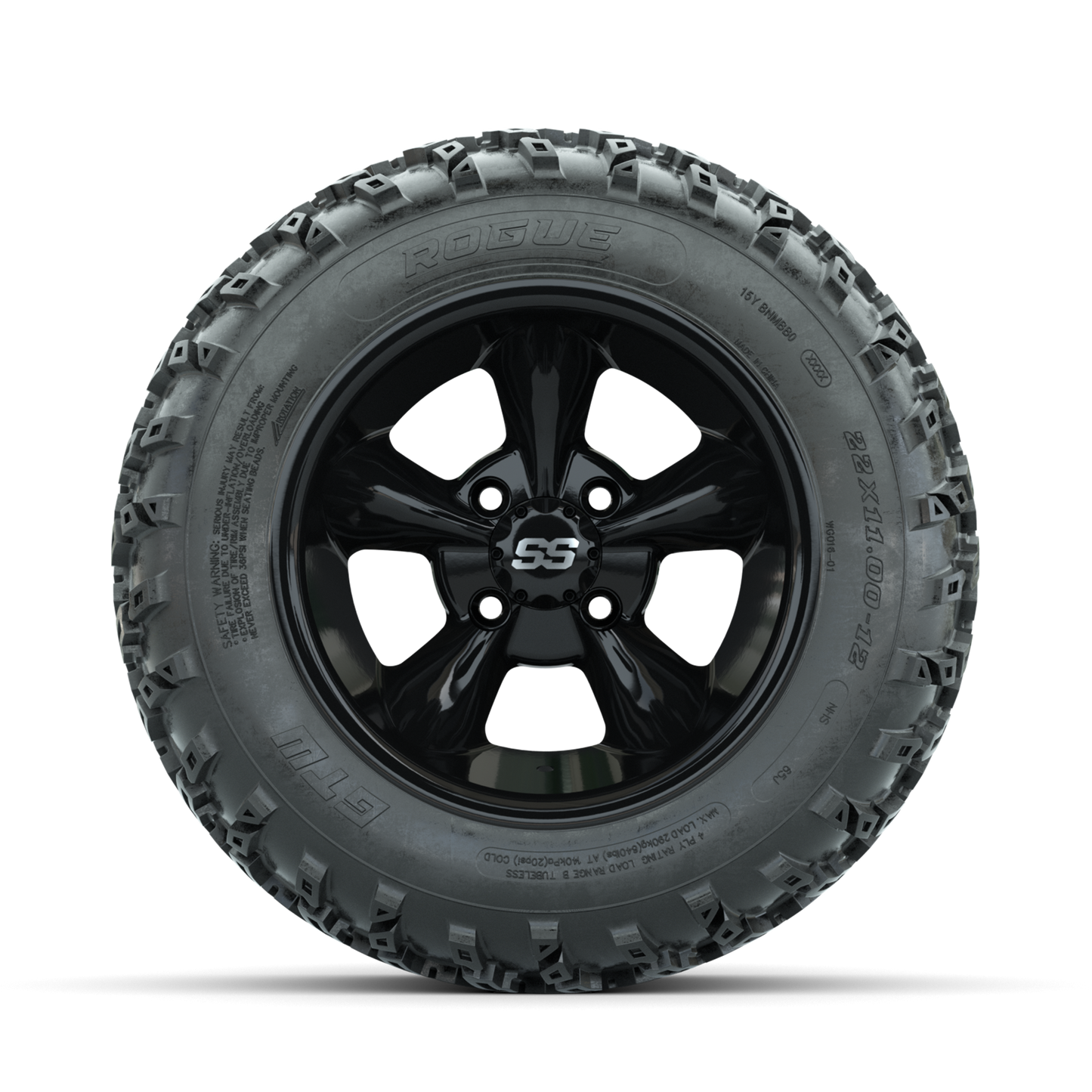 GTW Godfather Black 12 in Wheels with 22x11.00-12 Rogue All Terrain Tires Full Set