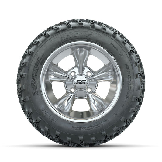 GTW Godfather Chrome 12 in Wheels with 22x11.00-12 Rogue All Terrain Tires Full Set