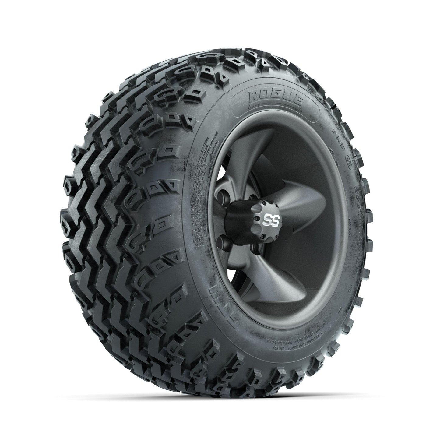 GTW Godfather Matte Grey 12 in Wheels with 22x11.00-12 Rogue All Terrain Tires Full Set