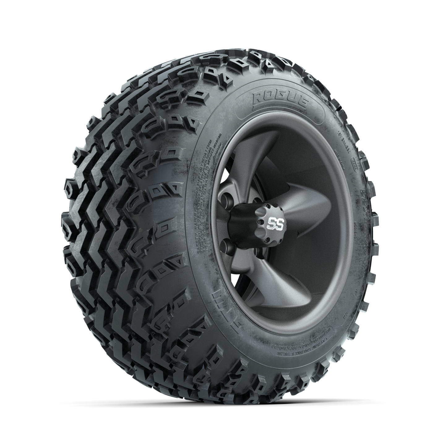 GTW Godfather Matte Grey 12 in Wheels with 22x11.00-12 Rogue All Terrain Tires Full Set