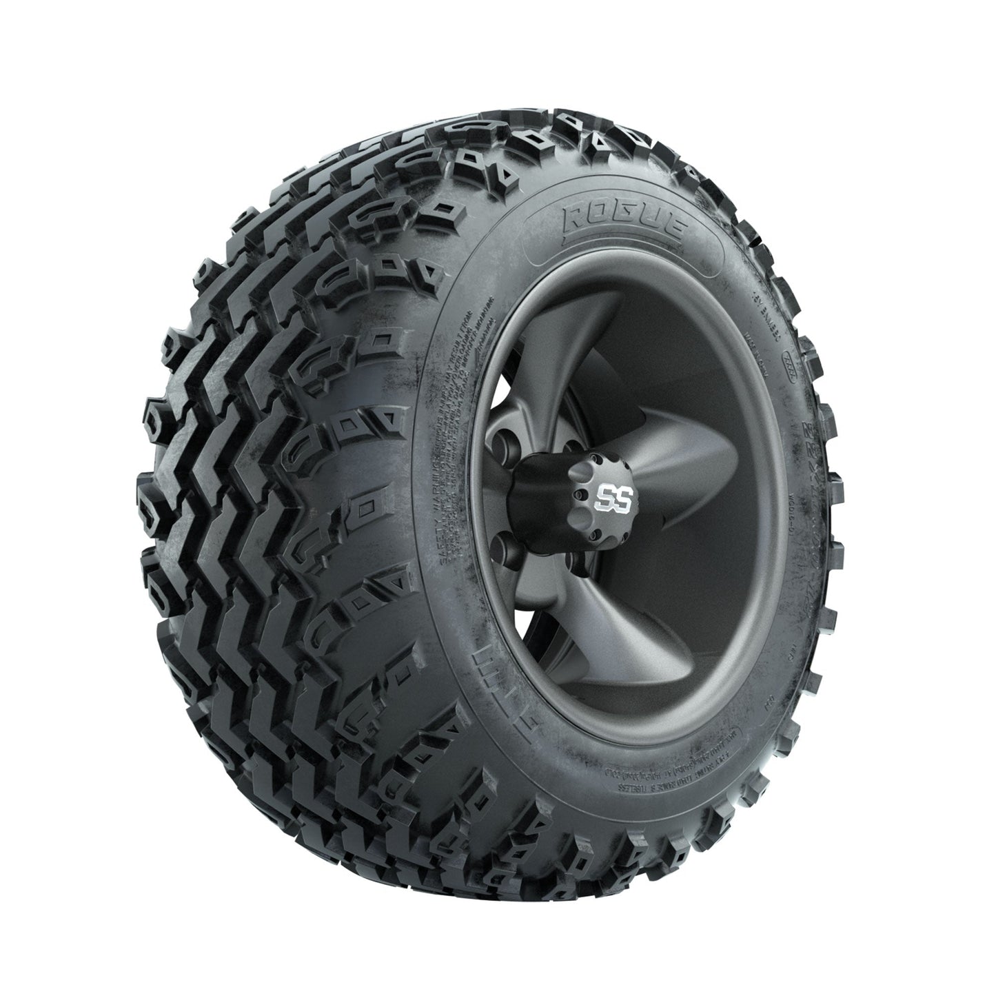 GTW Godfather Matte Grey 12 in Wheels with 22x11.00-12 Rogue All Terrain Tires Full Set