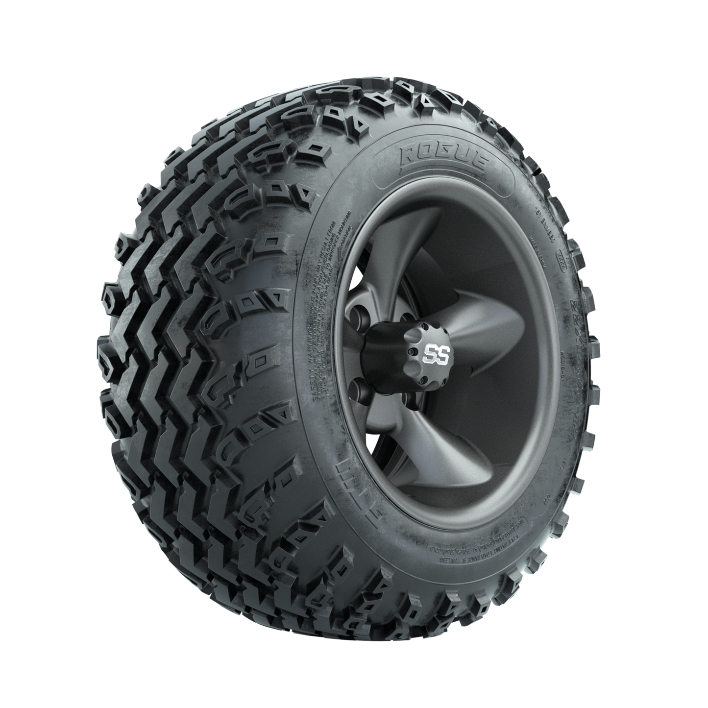 GTW Godfather Matte Grey 12 in Wheels with 22x11.00-12 Rogue All Terrain Tires Full Set