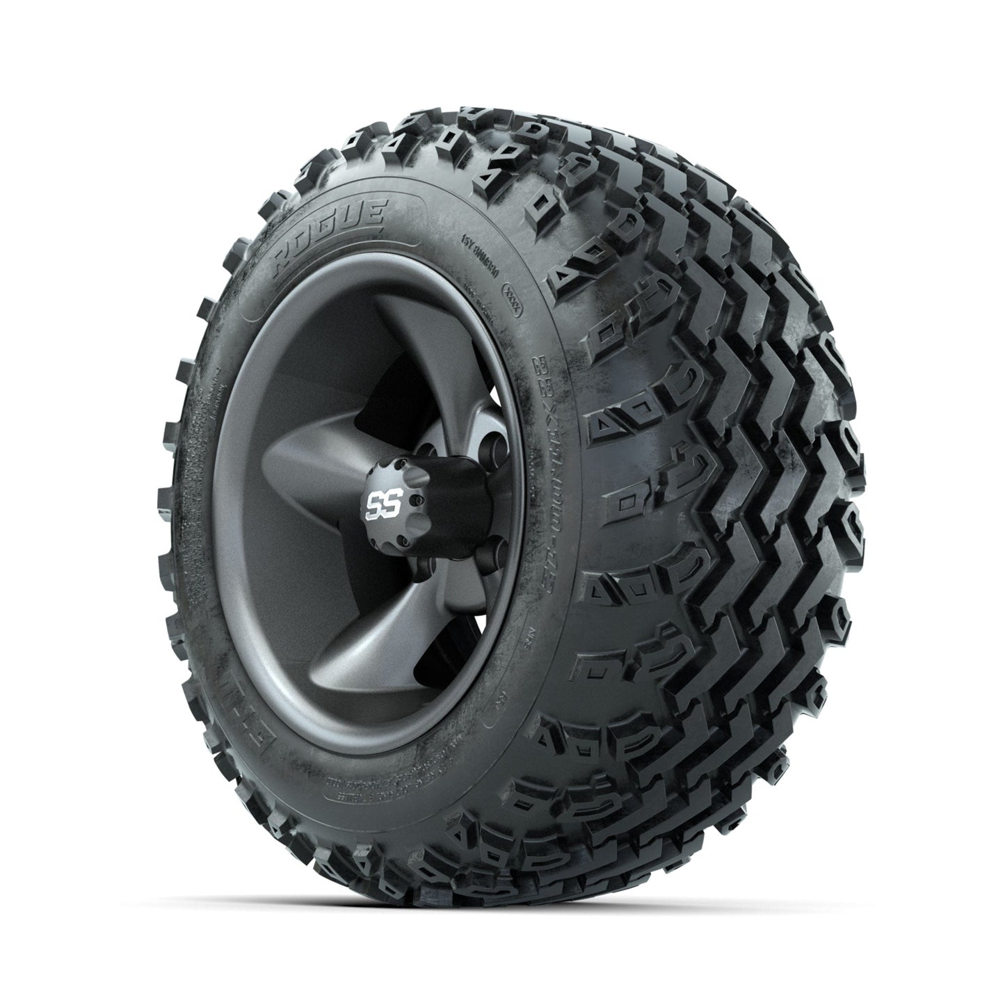 GTW Godfather Matte Grey 12 in Wheels with 22x11.00-12 Rogue All Terrain Tires Full Set