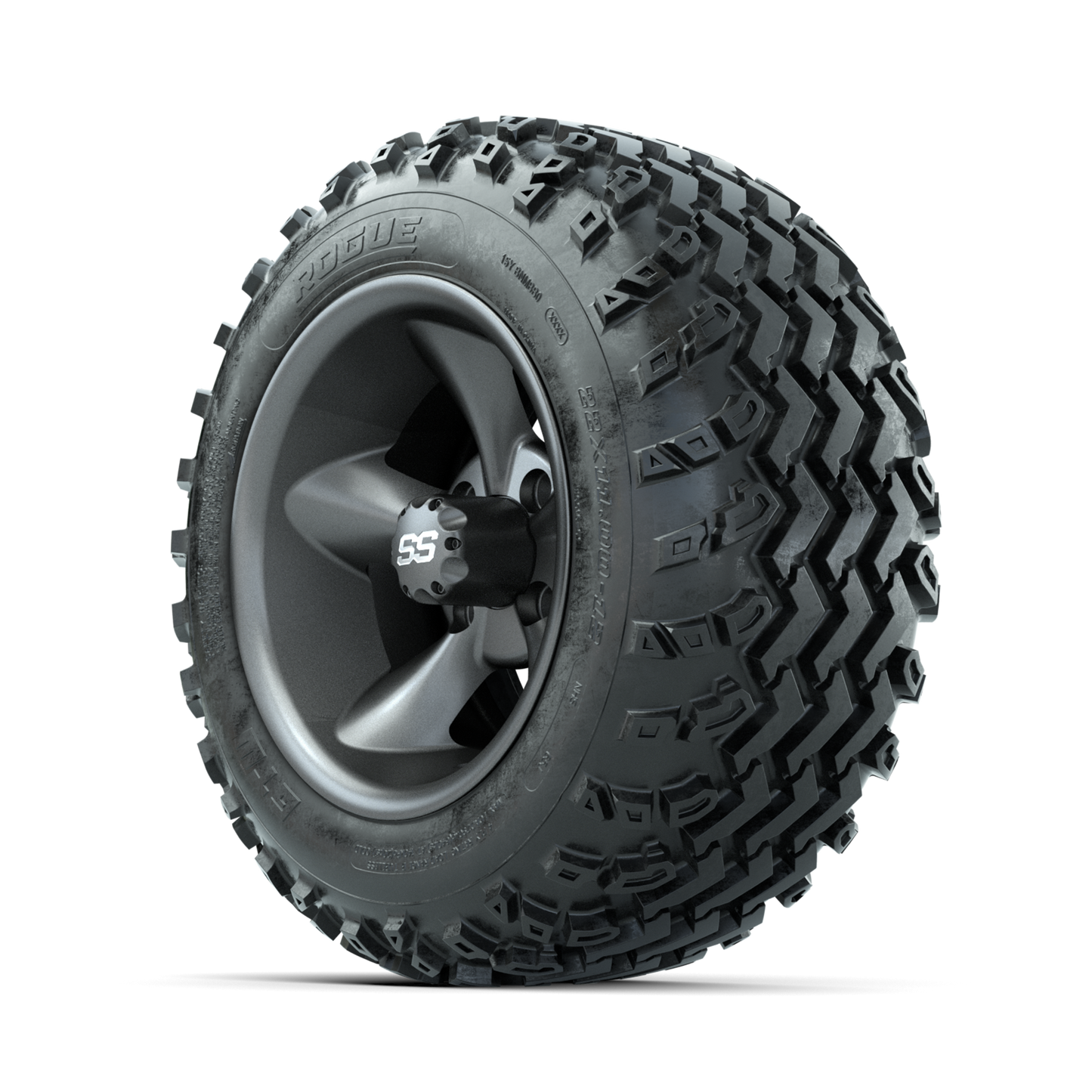 GTW Godfather Matte Grey 12 in Wheels with 22x11.00-12 Rogue All Terrain Tires Full Set