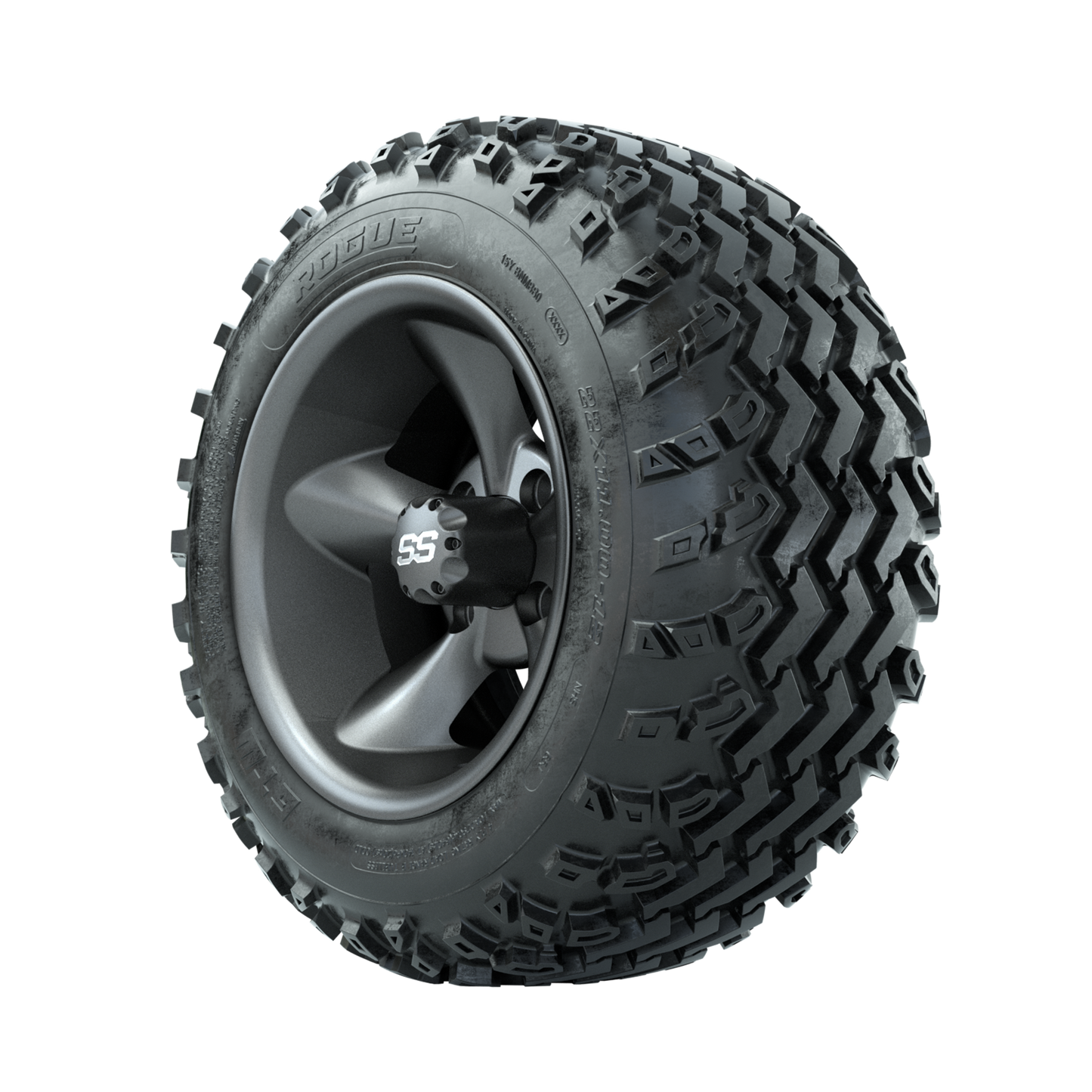 GTW Godfather Matte Grey 12 in Wheels with 22x11.00-12 Rogue All Terrain Tires Full Set