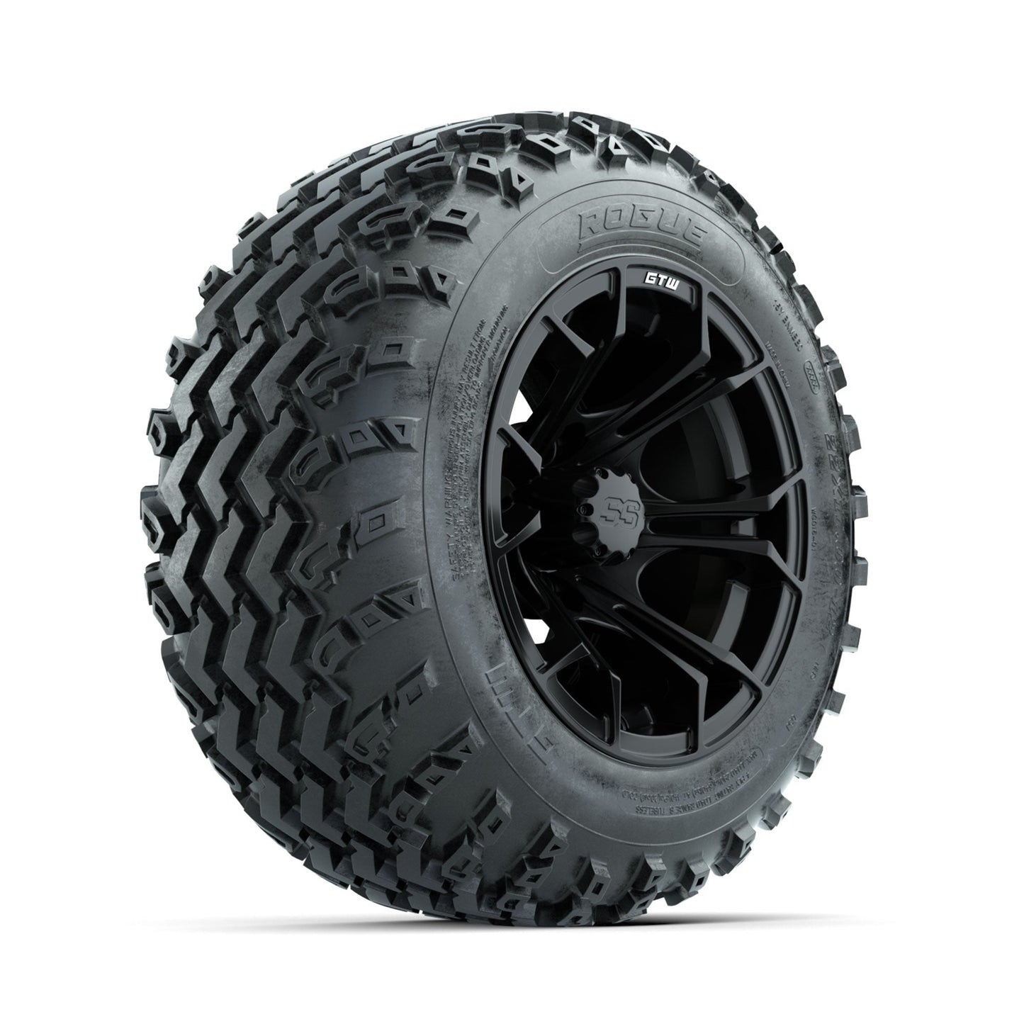 GTW Spyder Matte Black 12 in Wheels with 22x11.00-12 Rogue All Terrain Tires Full Set