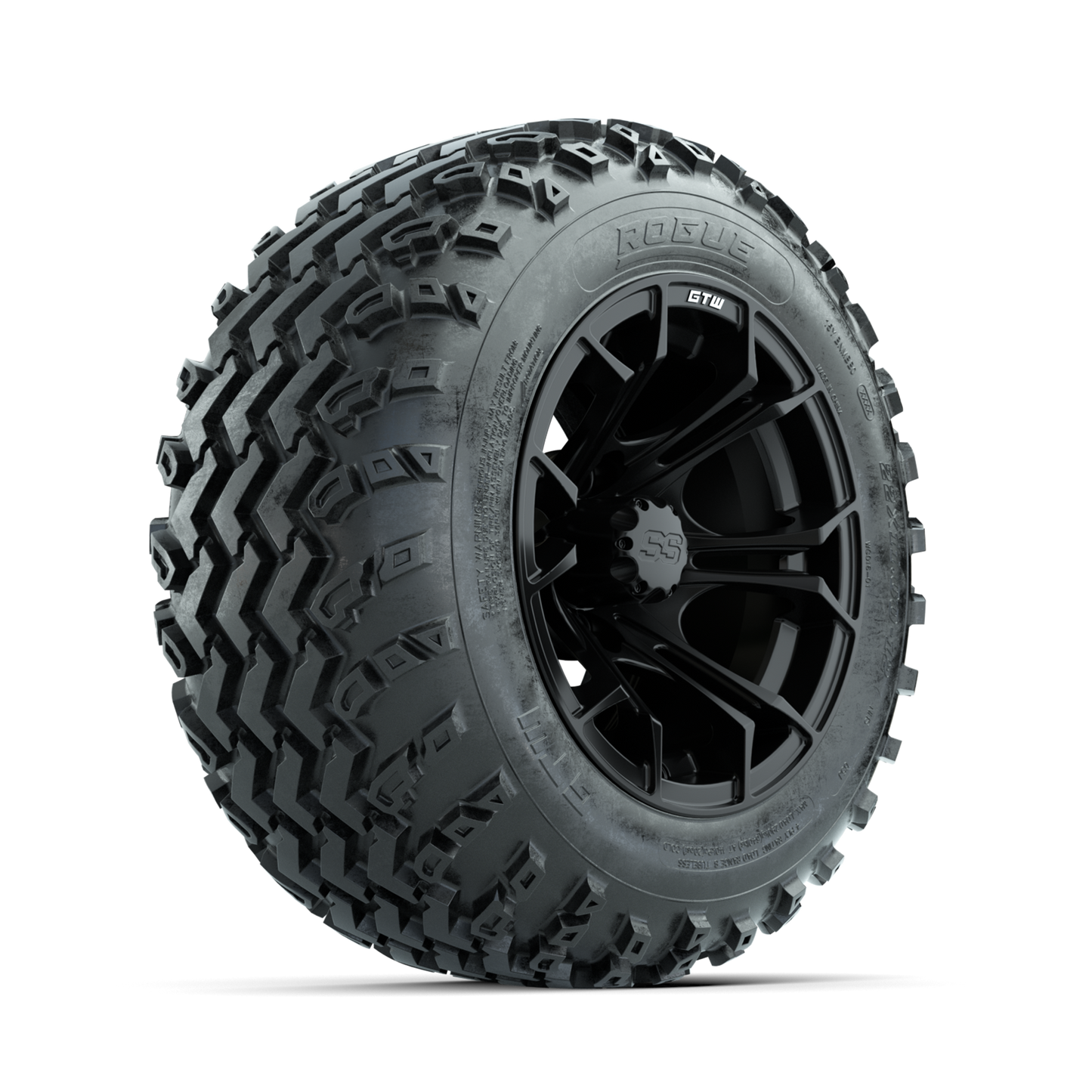 GTW Spyder Matte Black 12 in Wheels with 22x11.00-12 Rogue All Terrain Tires Full Set