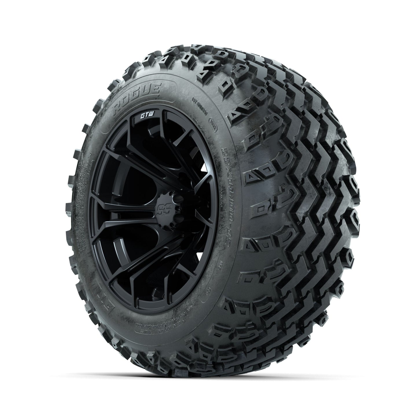 GTW Spyder Matte Black 12 in Wheels with 22x11.00-12 Rogue All Terrain Tires Full Set