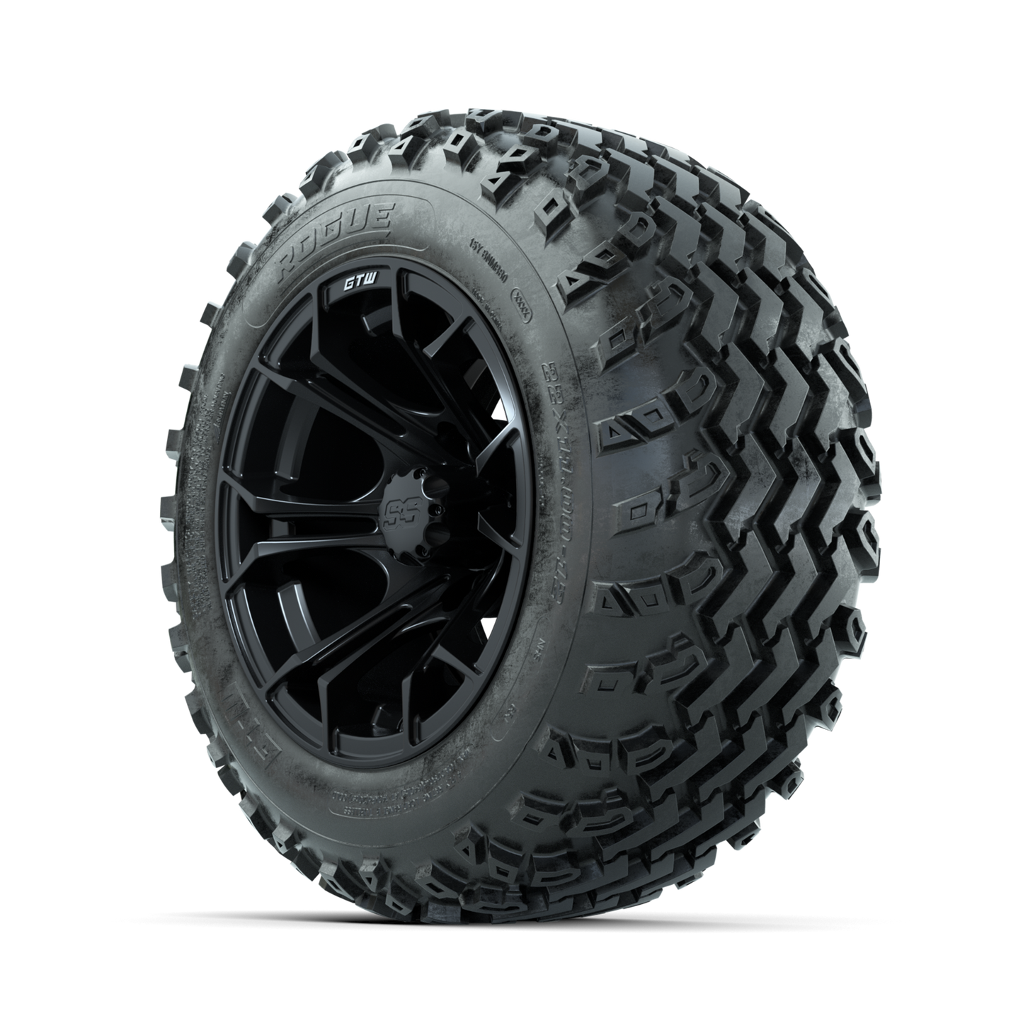 GTW Spyder Matte Black 12 in Wheels with 22x11.00-12 Rogue All Terrain Tires Full Set