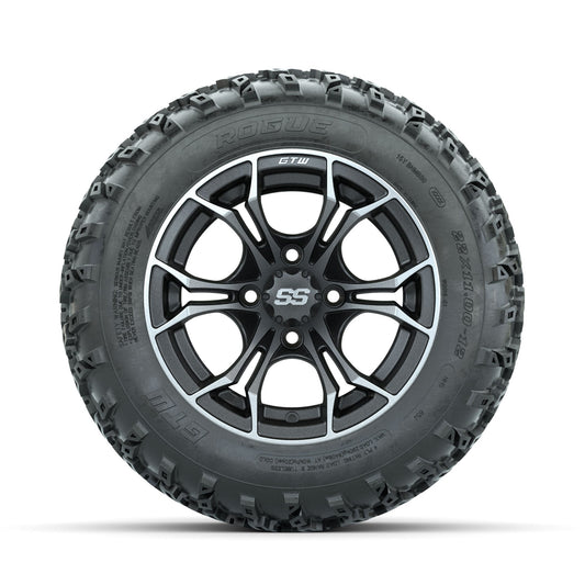 GTW Spyder Machined/Grey 12 in Wheels with 22x11.00-12 Rogue All Terrain Tires Full Set