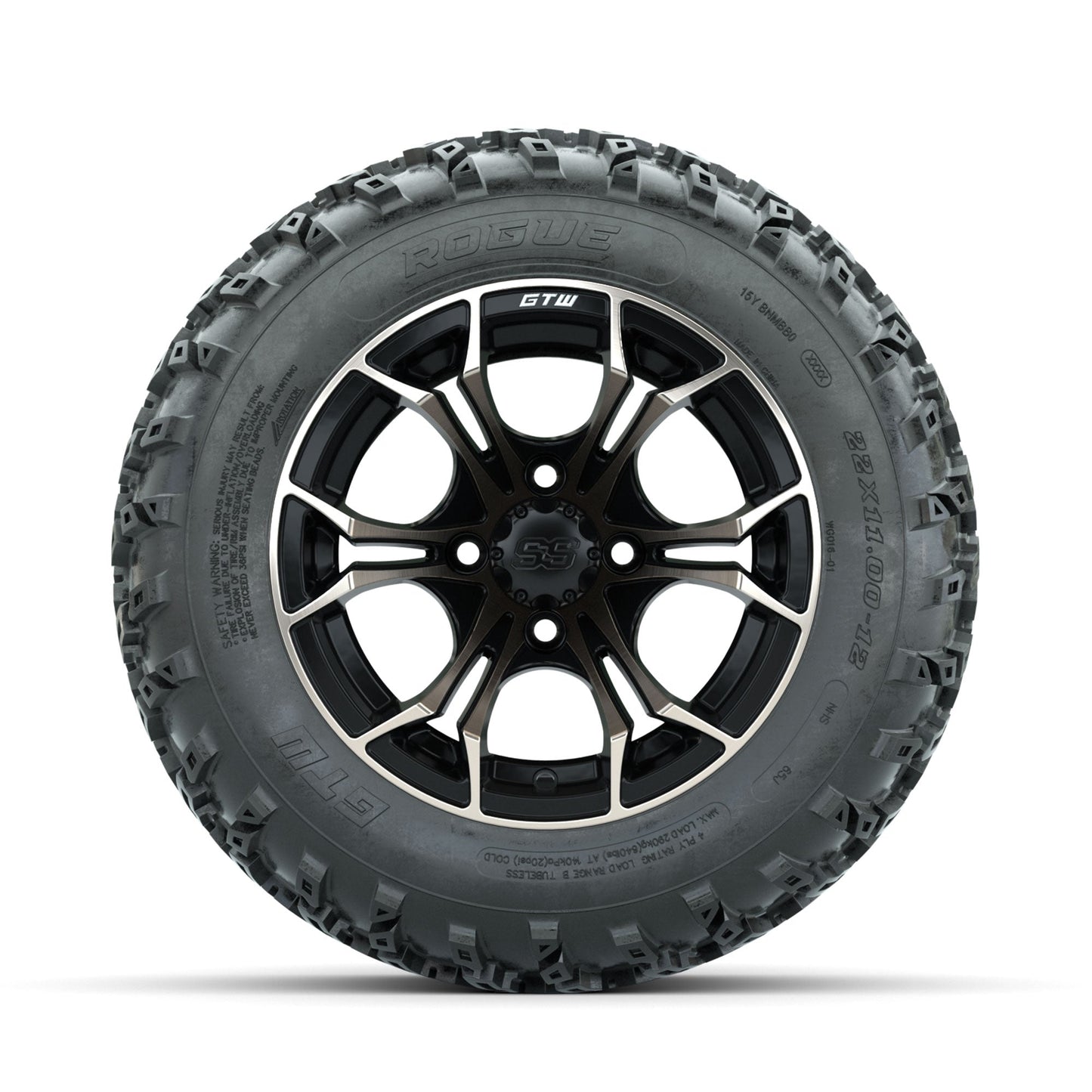 GTW Spyder Bronze/Matte Black 12 in Wheels with 22x11.00-12 Rogue All Terrain Tires Full Set
