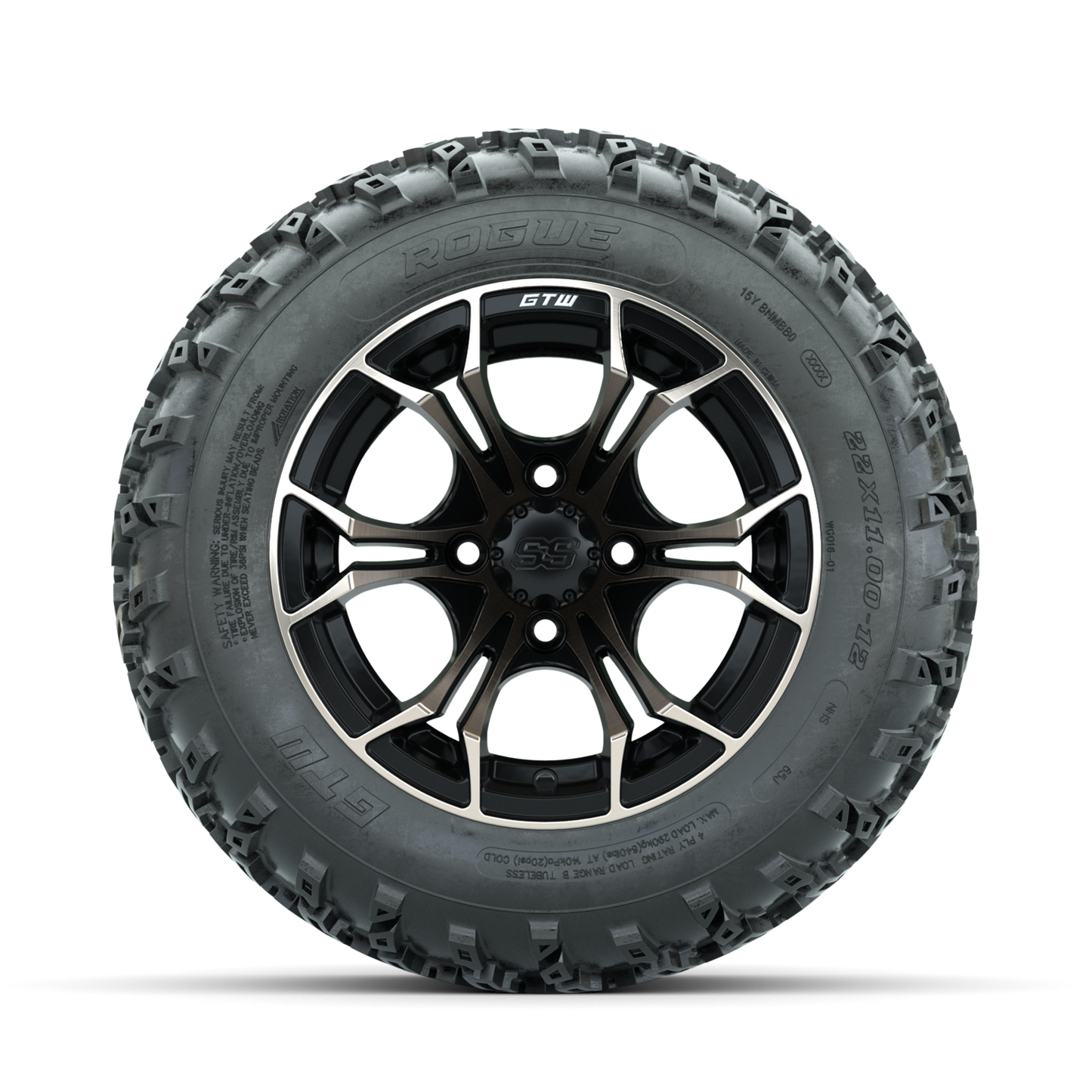 GTW Spyder Bronze/Matte Black 12 in Wheels with 22x11.00-12 Rogue All Terrain Tires Full Set