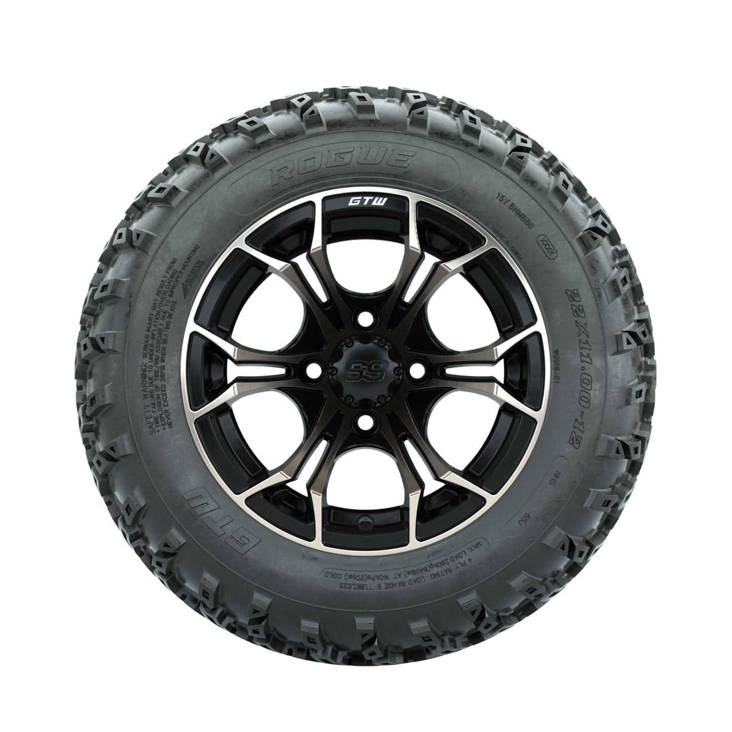 GTW Spyder Bronze/Matte Black 12 in Wheels with 22x11.00-12 Rogue All Terrain Tires Full Set