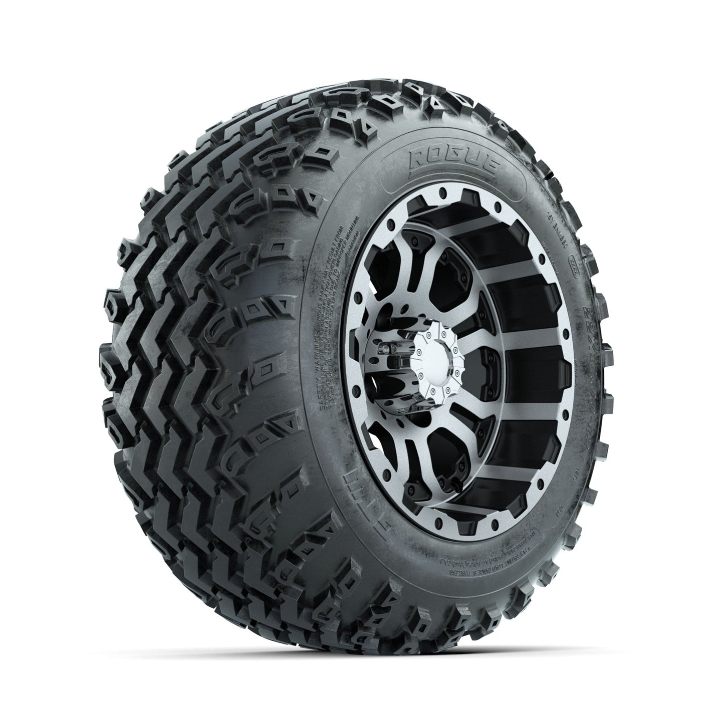 GTW Omega Machined/Black 12 in Wheels with 22x11.00-12 Rogue All Terrain Tires Full Set