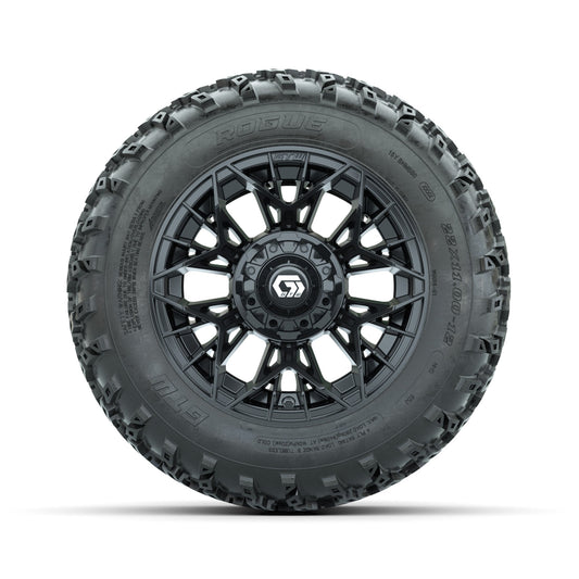 GTW Stellar Black 12 in Wheels with 22x11.00-12 Rogue All Terrain Tires Full Set