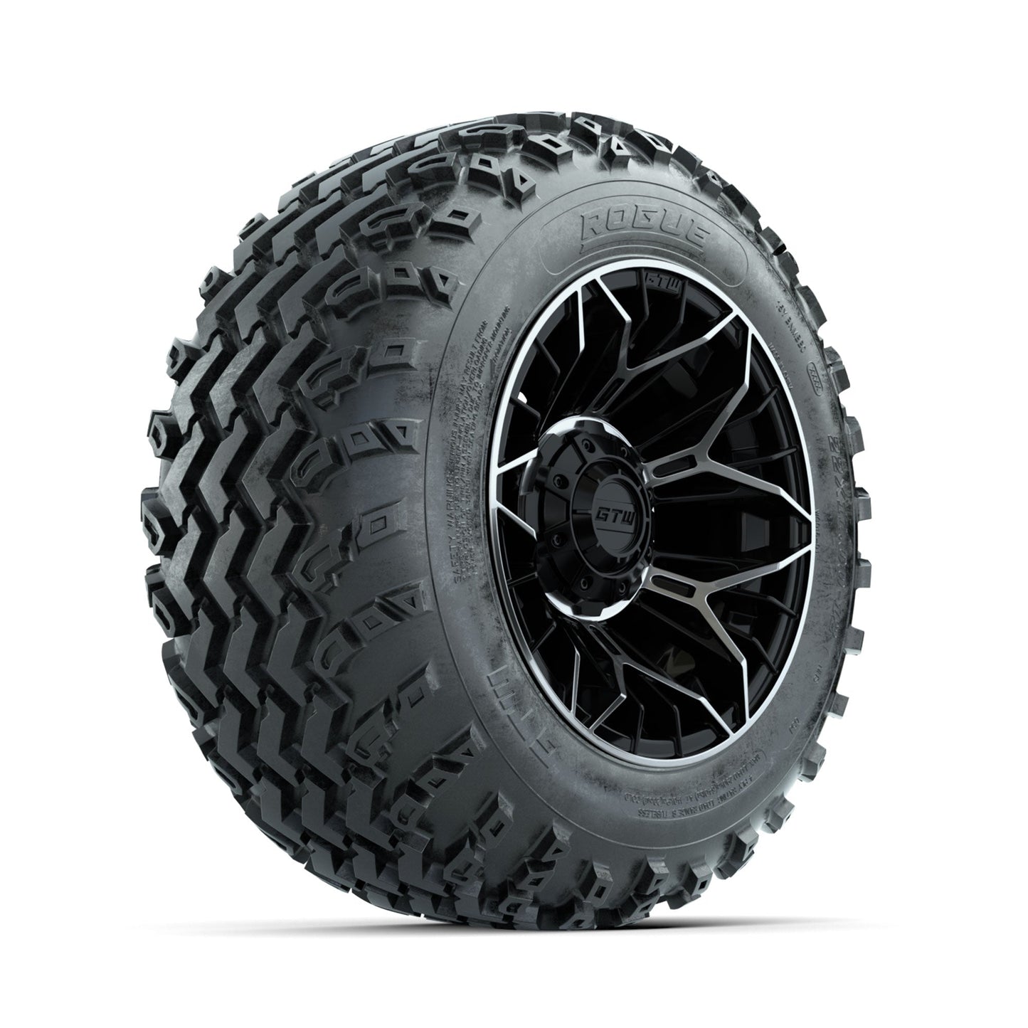 GTW Stellar Machined/Black 12 in Wheels with 22x11.00-12 Rogue All Terrain Tires Full Set