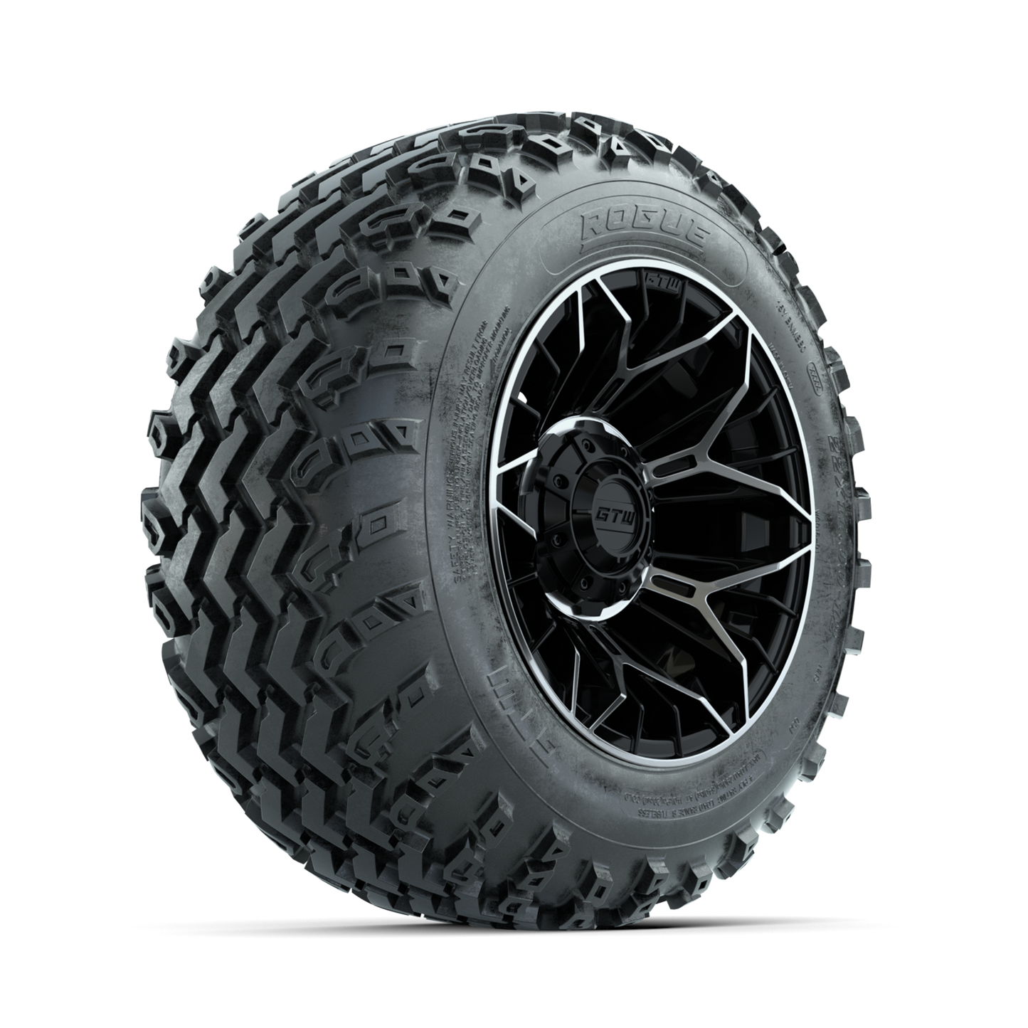 GTW Stellar Machined/Black 12 in Wheels with 22x11.00-12 Rogue All Terrain Tires Full Set