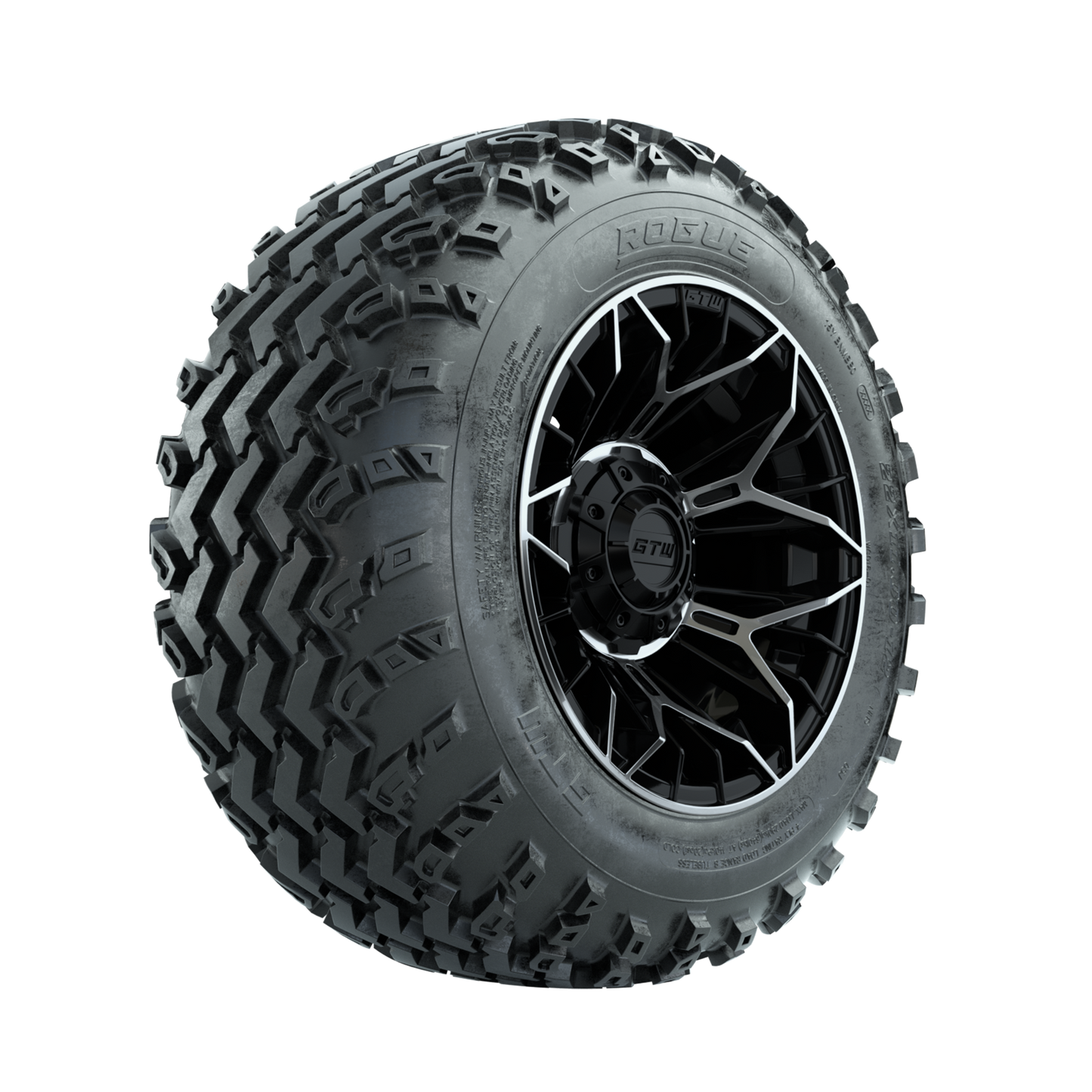GTW Stellar Machined/Black 12 in Wheels with 22x11.00-12 Rogue All Terrain Tires Full Set