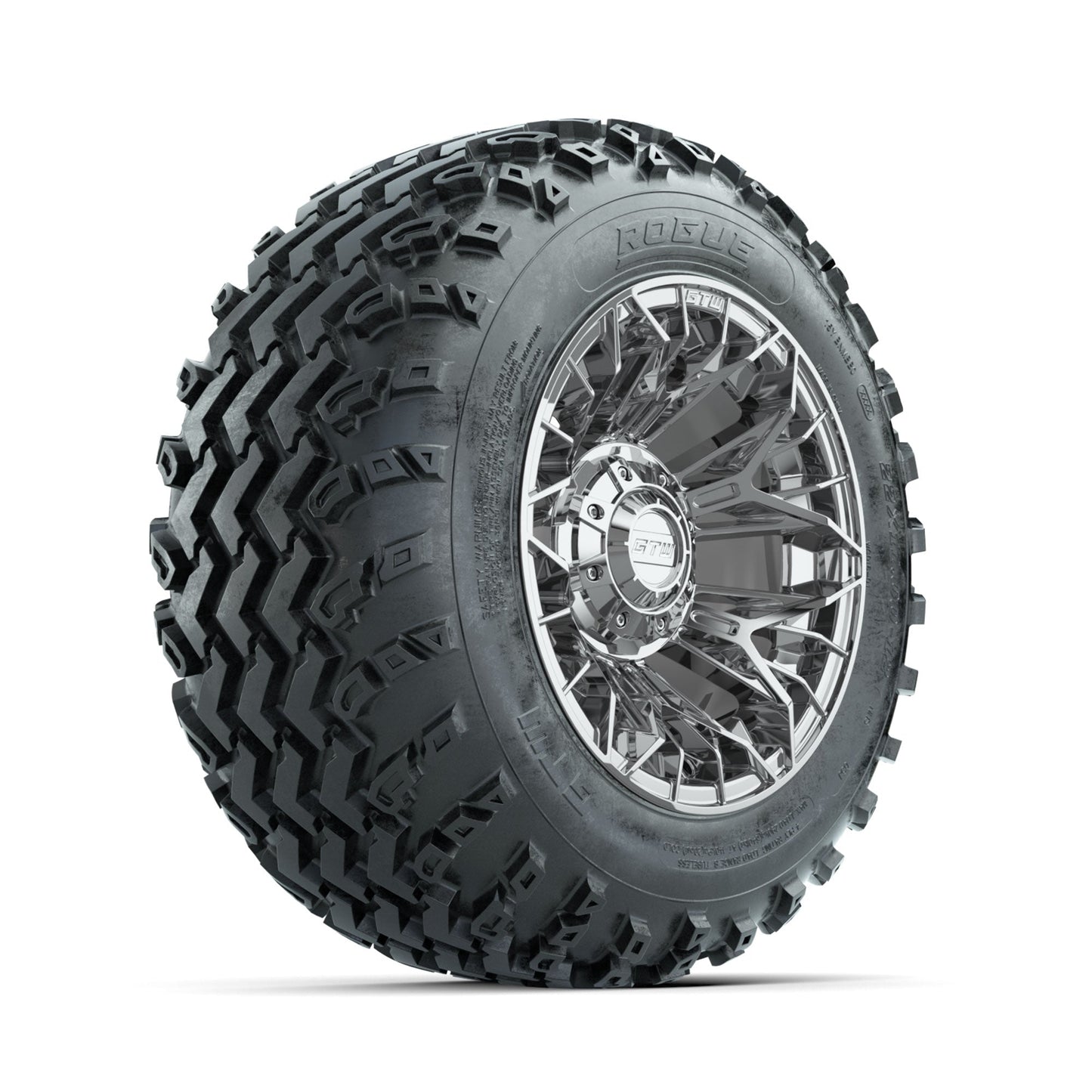 GTW Stellar Chrome 12 in Wheels with 22x11.00-12 Rogue All Terrain Tires Full Set