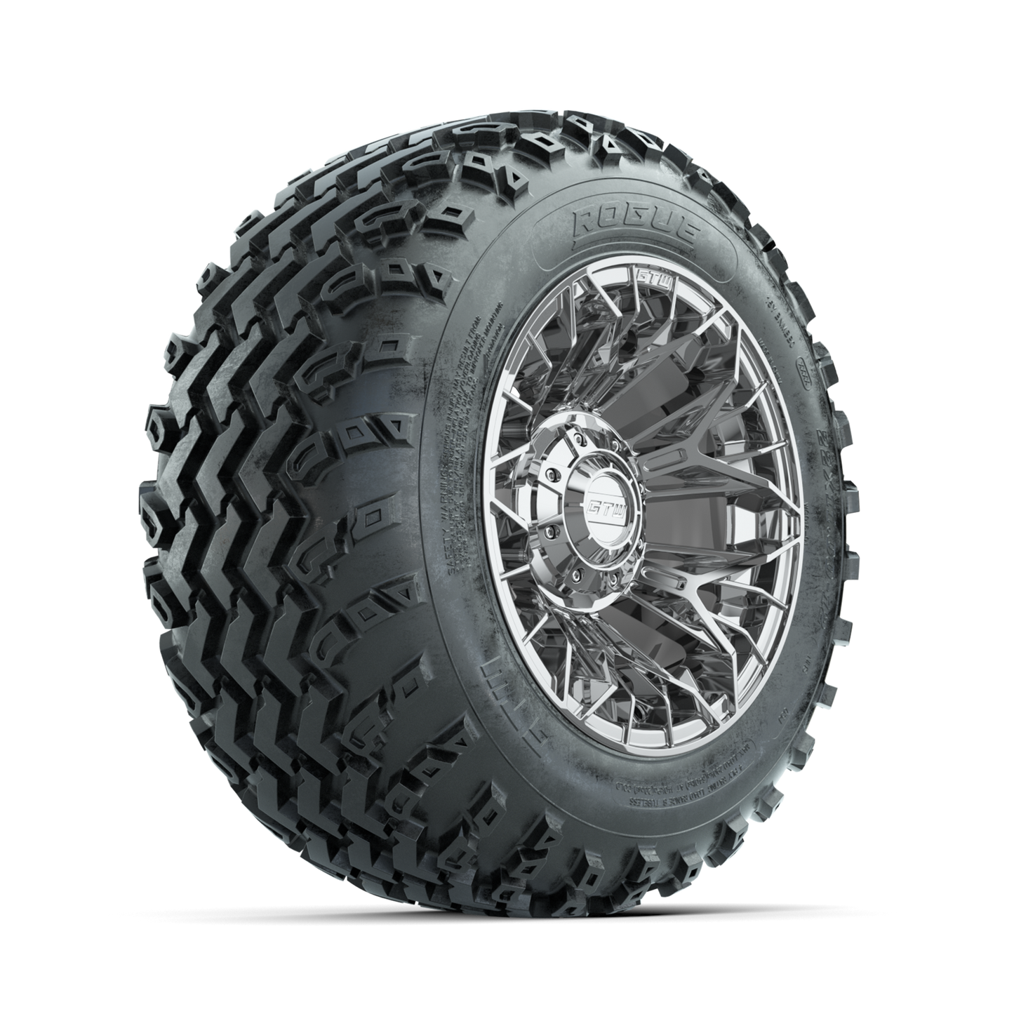 GTW Stellar Chrome 12 in Wheels with 22x11.00-12 Rogue All Terrain Tires Full Set