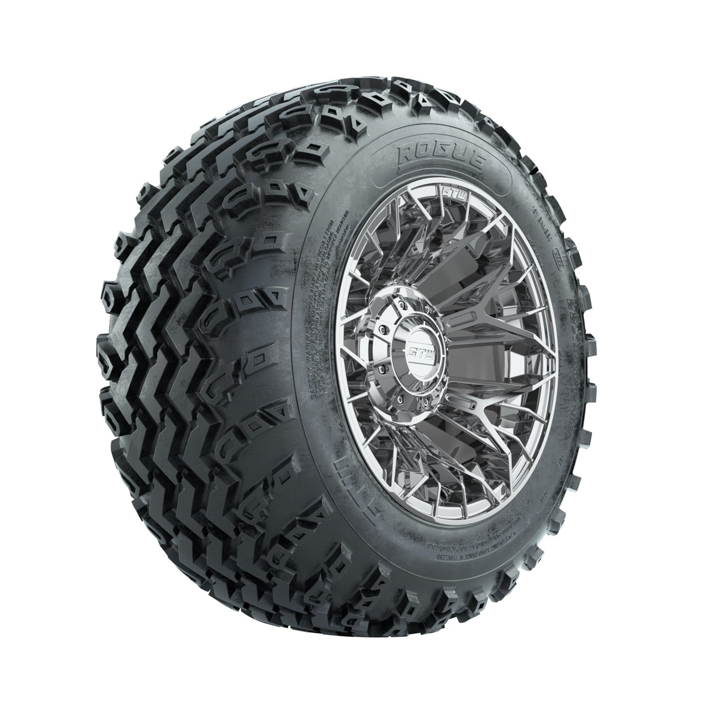 GTW Stellar Chrome 12 in Wheels with 22x11.00-12 Rogue All Terrain Tires Full Set