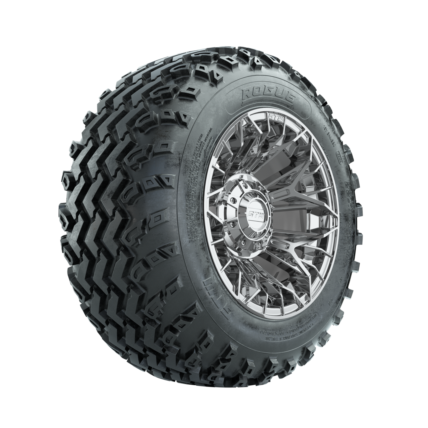 GTW Stellar Chrome 12 in Wheels with 22x11.00-12 Rogue All Terrain Tires Full Set