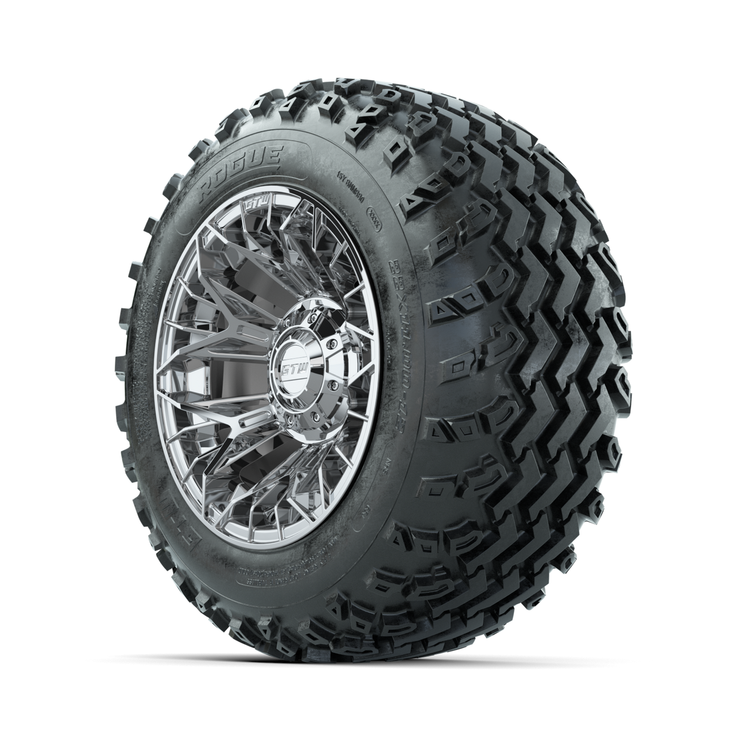 GTW Stellar Chrome 12 in Wheels with 22x11.00-12 Rogue All Terrain Tires Full Set
