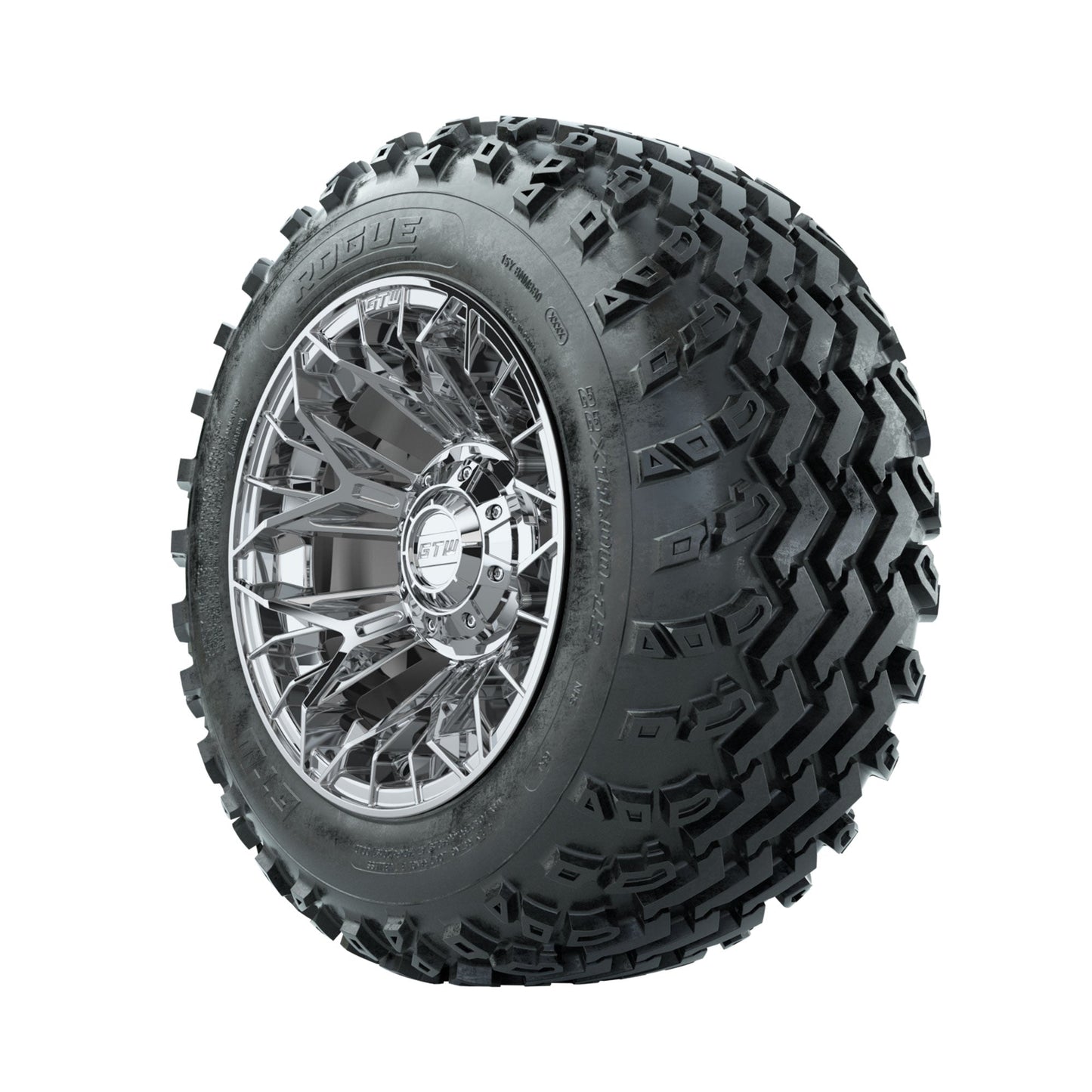 GTW Stellar Chrome 12 in Wheels with 22x11.00-12 Rogue All Terrain Tires Full Set