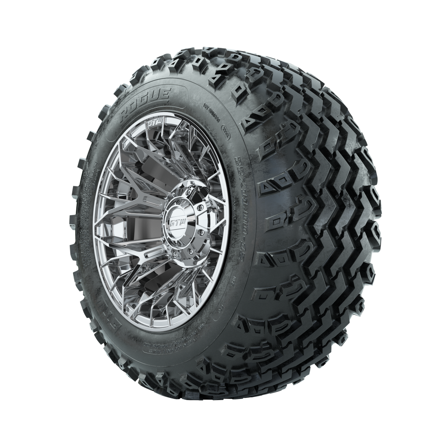 GTW Stellar Chrome 12 in Wheels with 22x11.00-12 Rogue All Terrain Tires Full Set
