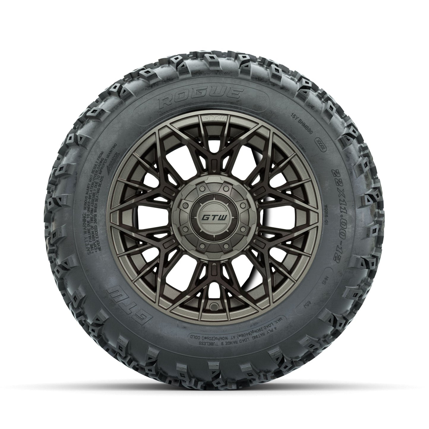 GTW Stellar Matte Bronze 12 in Wheels with 22x11.00-12 Rogue All Terrain Tires Full Set
