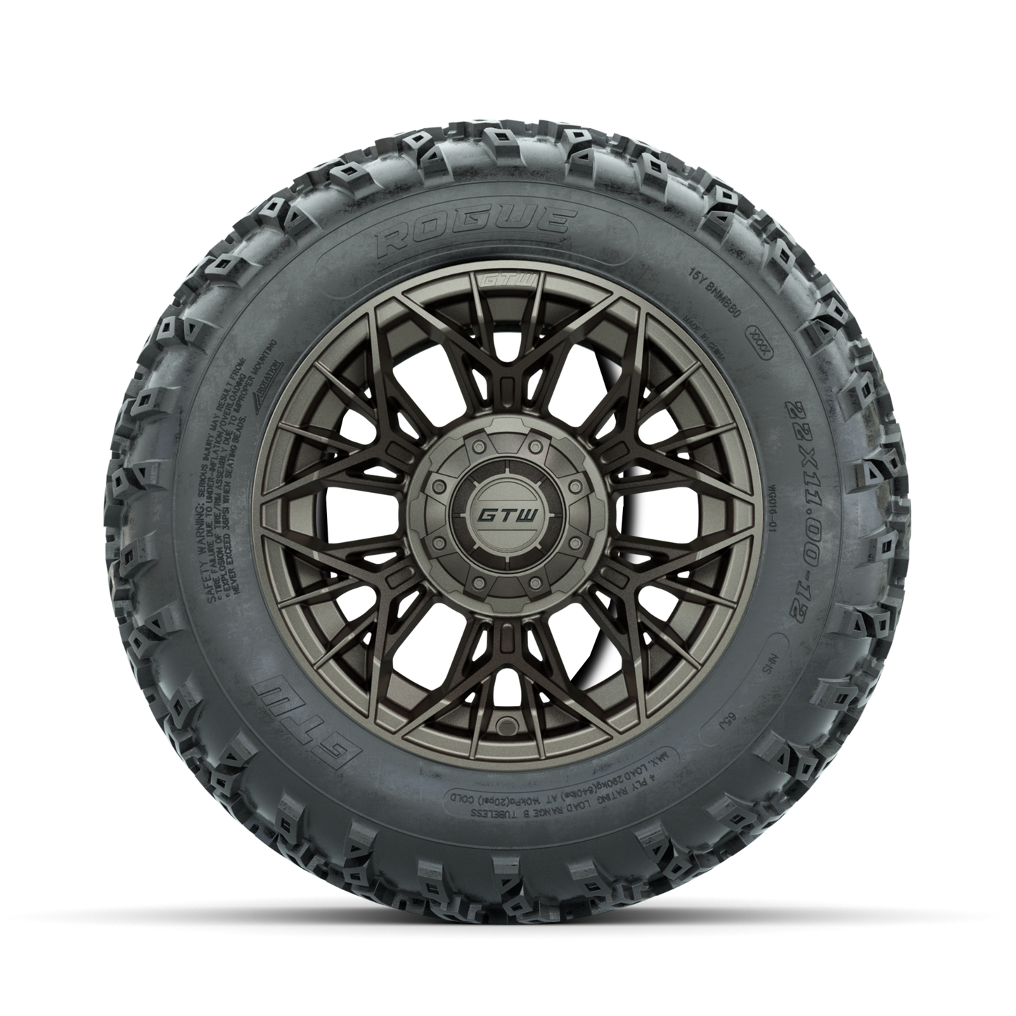 GTW Stellar Matte Bronze 12 in Wheels with 22x11.00-12 Rogue All Terrain Tires Full Set