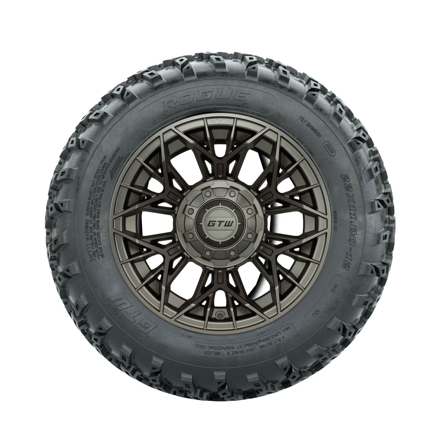 GTW Stellar Matte Bronze 12 in Wheels with 22x11.00-12 Rogue All Terrain Tires Full Set