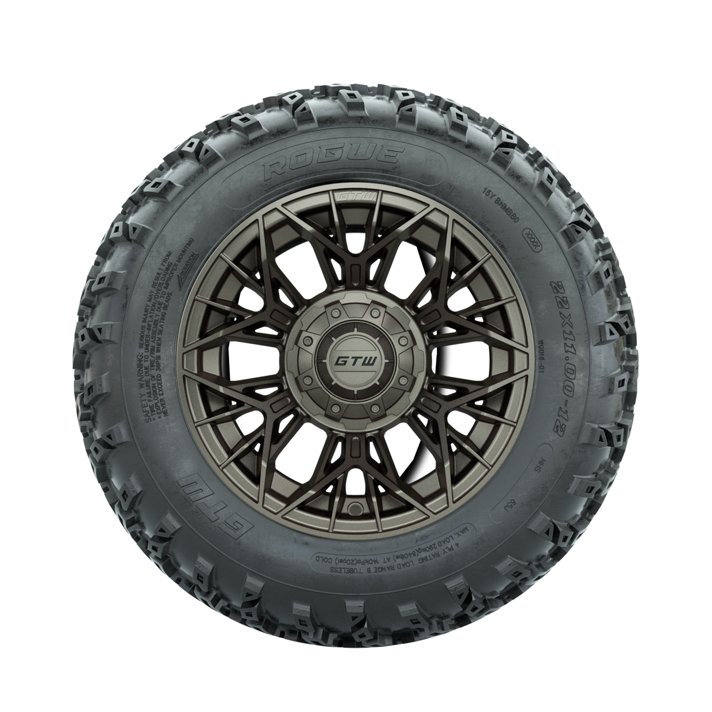 GTW Stellar Matte Bronze 12 in Wheels with 22x11.00-12 Rogue All Terrain Tires Full Set