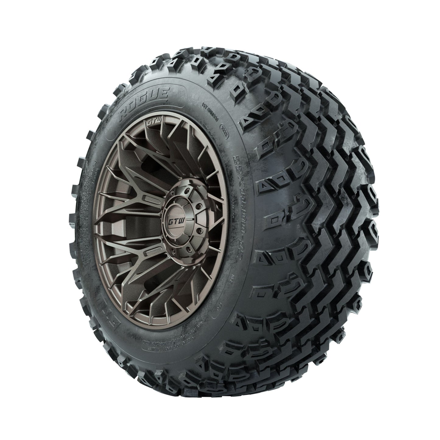 GTW Stellar Matte Bronze 12 in Wheels with 22x11.00-12 Rogue All Terrain Tires Full Set
