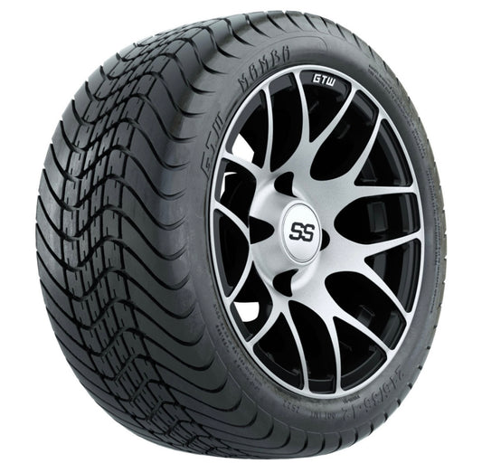 12” GTW Pursuit Black/Machined Wheels with 215/35/12 Mamba Street Tires – Set of 4