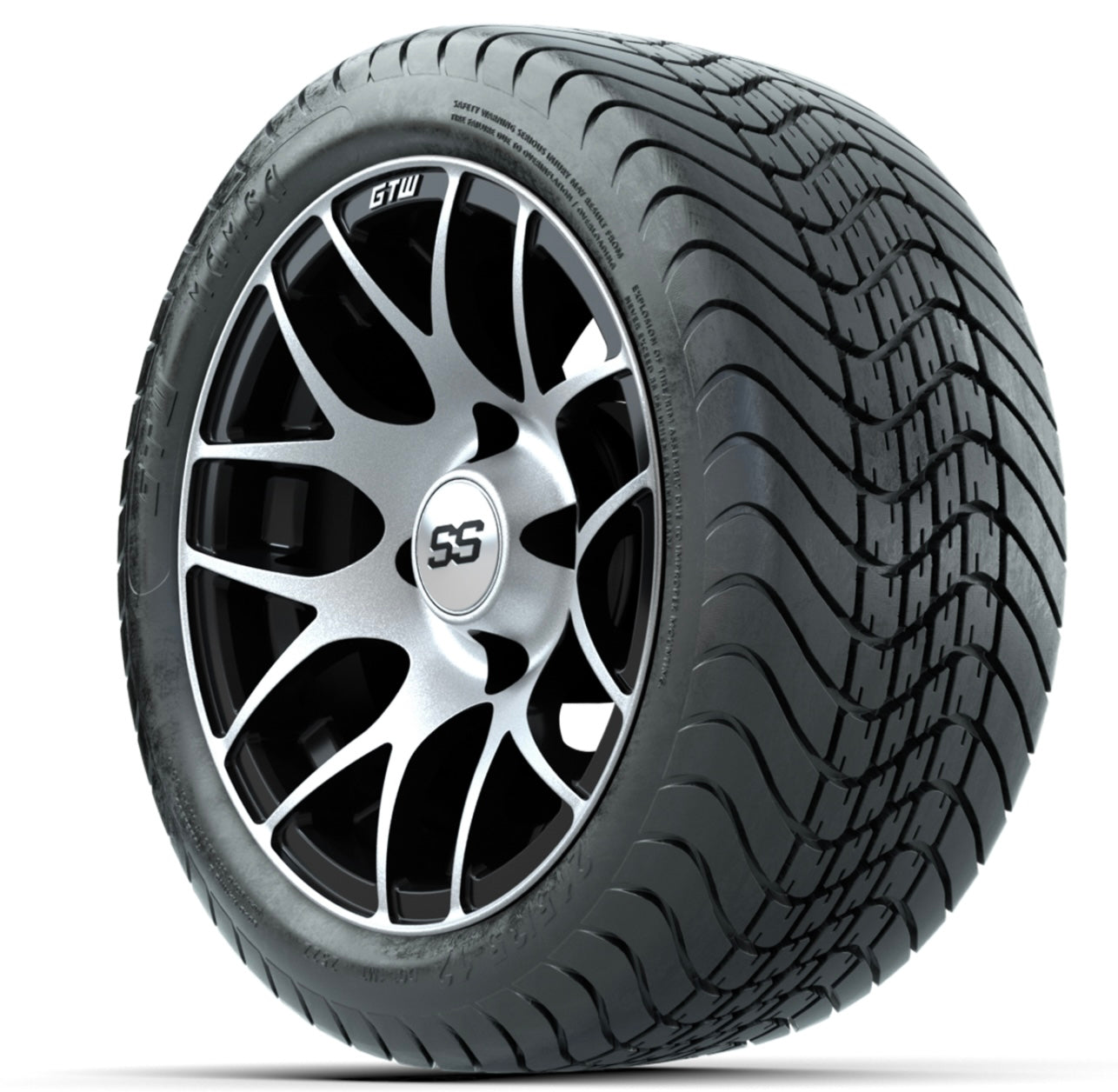 12” GTW Pursuit Black/Machined Wheels with 215/35/12 Mamba Street Tires – Set of 4