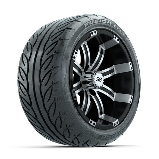 GTW Tempest Machined/Black 14 in Wheels with 225/40-R14 Fusion GTR Street Tires Full Set